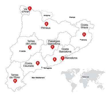 Mappa di Catalogna con le marche a prezzi accessibili